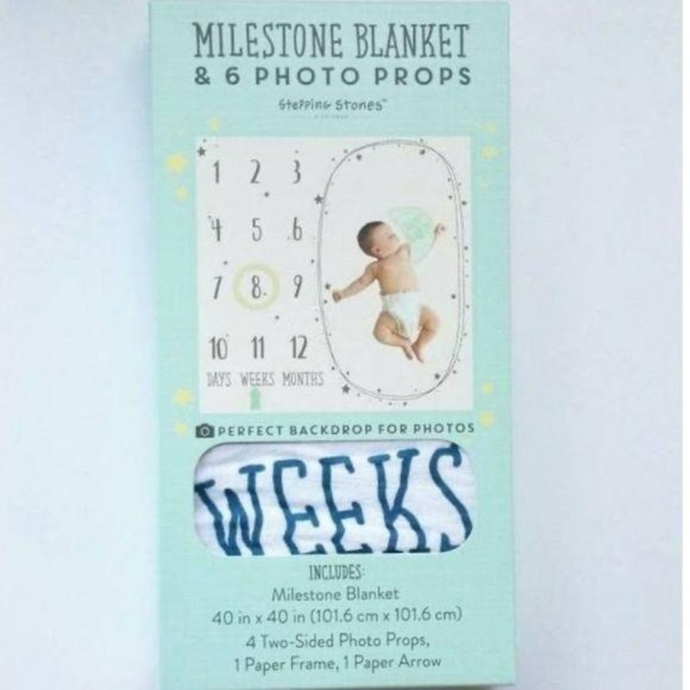Stepping Stones Milestone Baby Month Blanket With Props Stars‎ Moon Solar